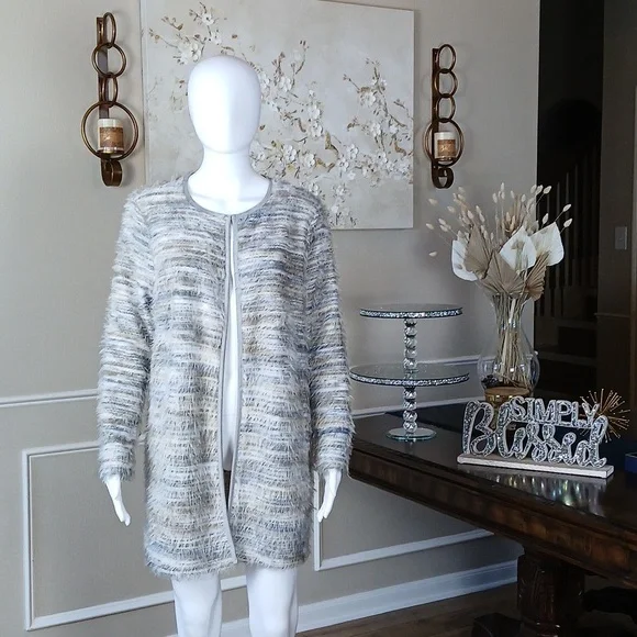 Calvin Klein Women's Multicolor Fuzzy Knit Open Front Oversize Sweater. Size S - Picture 17 of 17